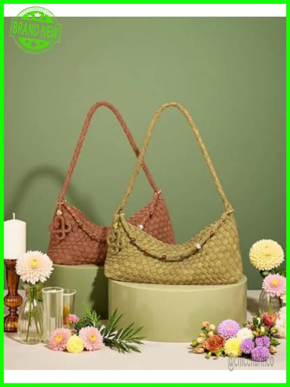 Small Soft Faux Suede Woven Hobo Handbag Shoulder Bag with Zippered Pouch